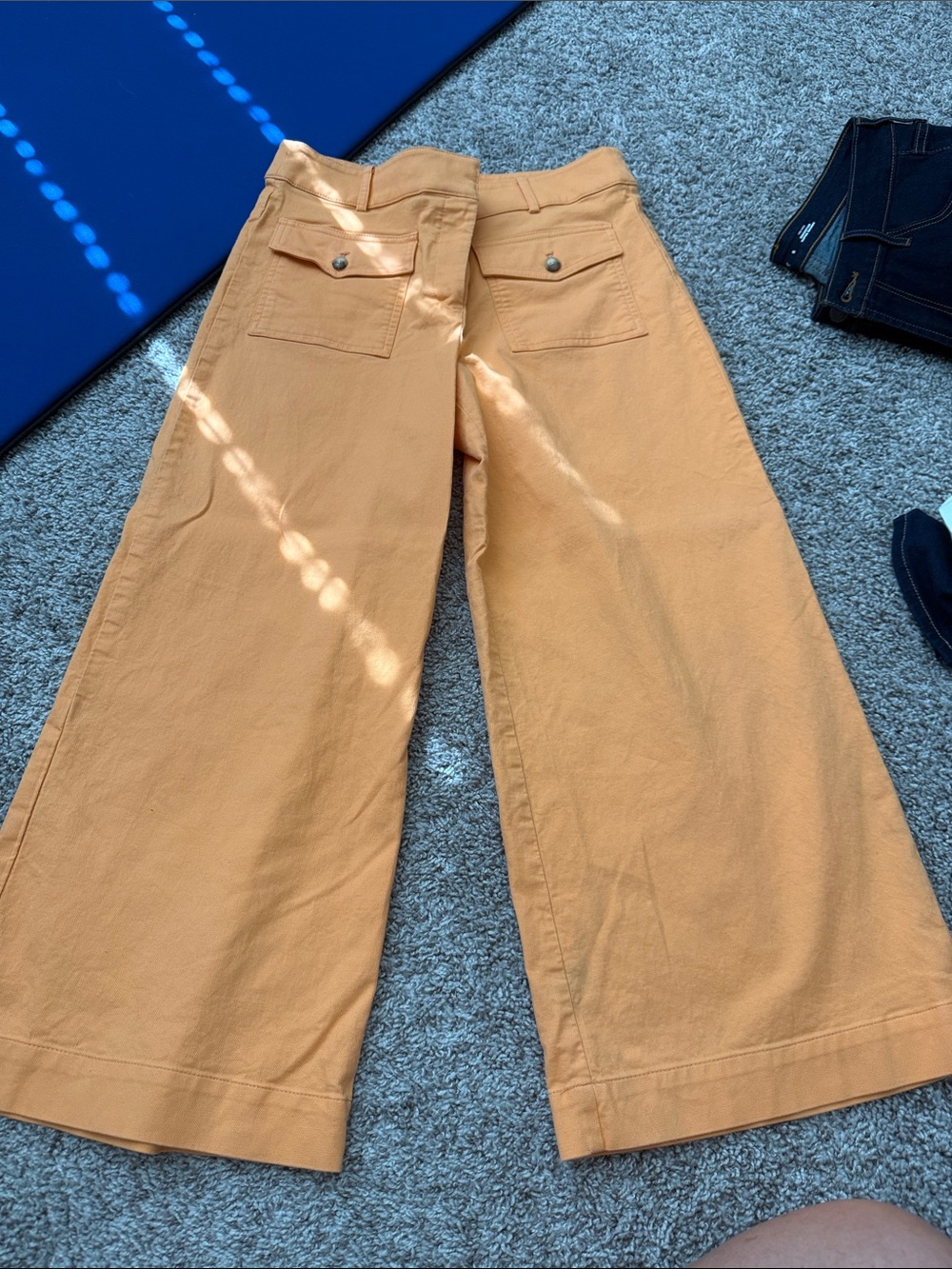 LOFT Wide-Leg Cotton Pants in orange